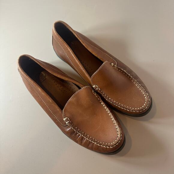 Decoys by Auditions Leather Slip On Loafers Flats 10.5 10.5N Women's Camel Brown - Picture 2 of 12